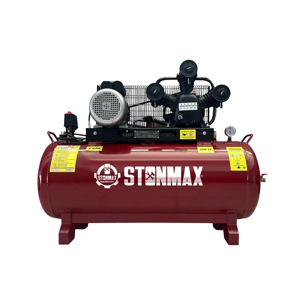 Stonmax 200 Litre 3 Pistonlu Hava Kompresör 8 Bar 220V