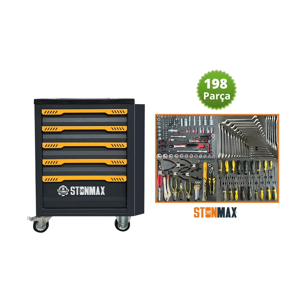 Stonmax Silver 5 Çekmeceli Dolu Takım Arabası 198 Parça